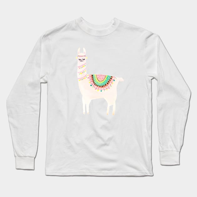 Watercolor llama Long Sleeve T-Shirt by Harpleydesign